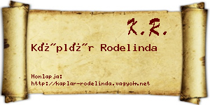 Káplár Rodelinda névjegykártya